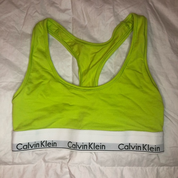 lime green calvin klein bralette
